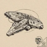 The millennium falcon blueprint, concept art… – tattoo sketch (№1751247225_0, 30.06.2025 01:33) — tattoovalue.net