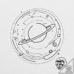 A linework tattoo of the planet jupiter and t… – tattoo sketch (№1751247343_0, 30.06.2025 01:35) — tattoovalue.net