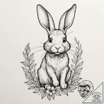 Linework tattoo design of the white rabbit, m… – tattoo sketch (№1751247456_0, 30.06.2025 01:37) — tattoovalue.net