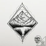 A mountain range symbol, tattoo line art, uni… – tattoo sketch (№1751247698_0, 30.06.2025 01:41) — tattoovalue.net
