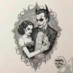 A sketch of the “interrogation” scene between… – tattoo sketch (№1751247811_0, 30.06.2025 01:43) — tattoovalue.net