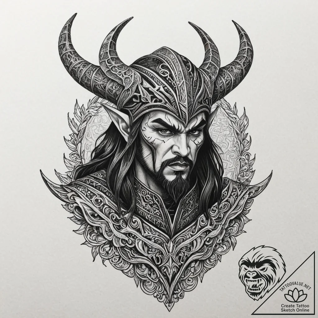 A neo-traditional portrait of a klingon warri... - tattoo sketch (№1751247921_0, 30.06.2025 01:45) — tattoovalue.net