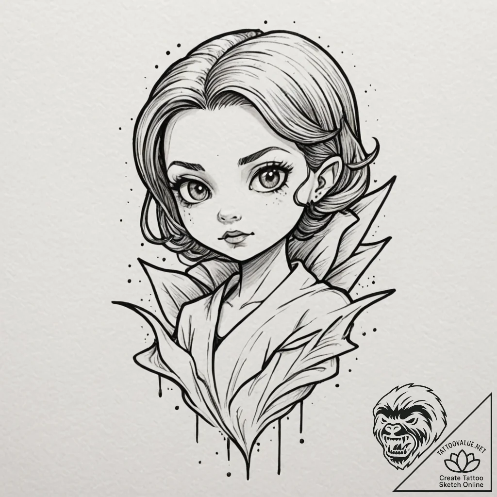 A sketch of claudia, the child vampire, a mix... - tattoo sketch (№1751248497_0, 30.06.2025 01:54) — tattoovalue.net