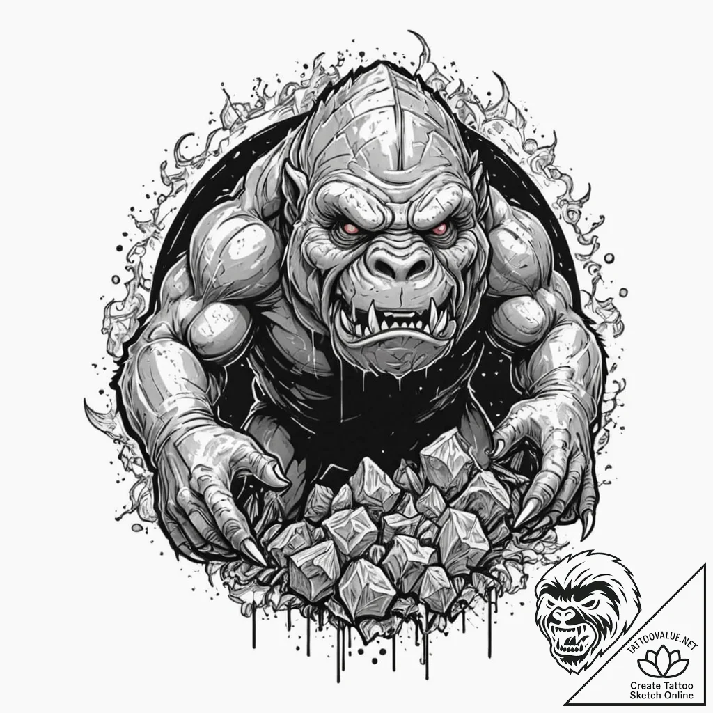 43. a sketch of a rancor, monstrous and power... - tattoo sketch (№1751248605_0, 30.06.2025 01:56) — tattoovalue.net