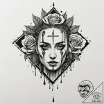 Trash polka sketch of roy batty’s face with t… – tattoo sketch (№1751248930_0, 30.06.2025 02:02) — tattoovalue.net