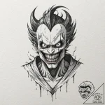 A sketch of ryuk the shinigami from death not… – tattoo sketch (№1751249040_0, 30.06.2025 02:04) — tattoovalue.net