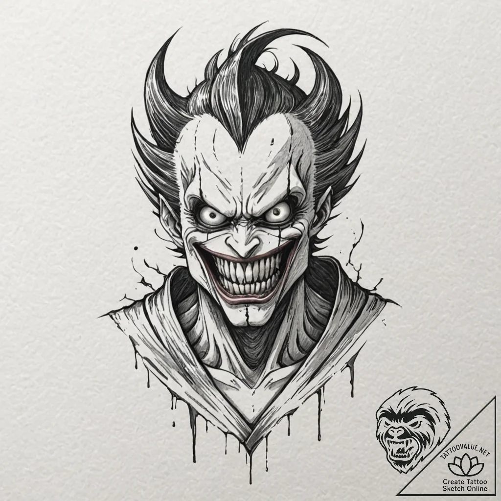 A sketch of ryuk the shinigami from death not... - tattoo sketch (№1751249040_0, 30.06.2025 02:04) — tattoovalue.net