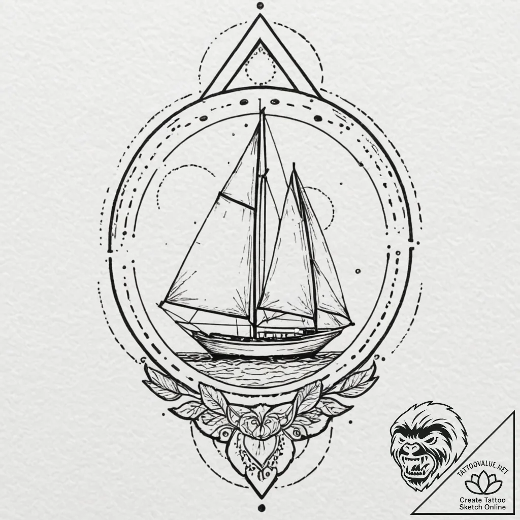 Sailboat, tattoo flash sheet design, bold out... - tattoo sketch (№1751249224_0, 30.06.2025 02:07) — tattoovalue.net