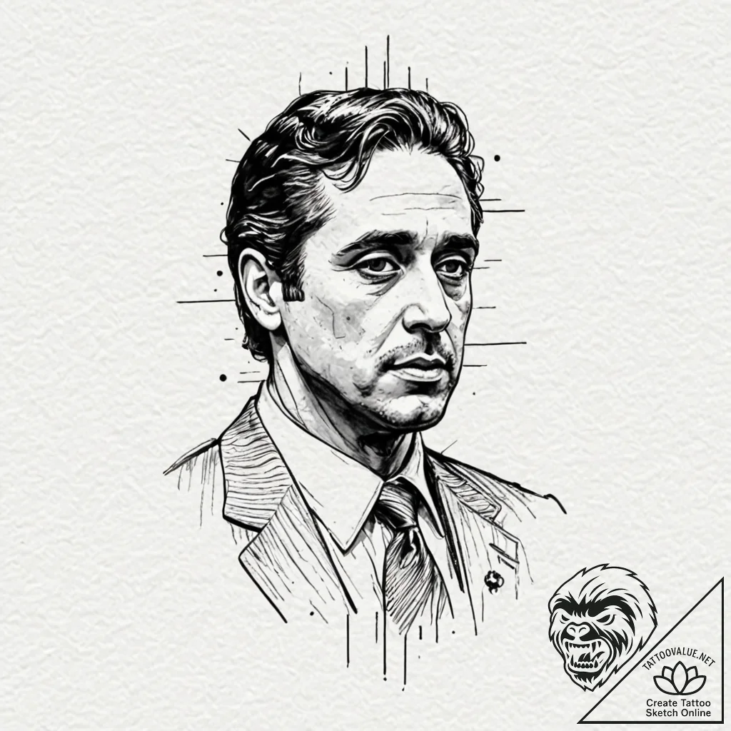 A trash polka composition of michael corleone... - tattoo sketch (№1751249563_0, 30.06.2025 02:12) — tattoovalue.net