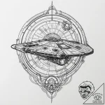 Linework tattoo of the millennium falcon maki… – tattoo sketch (№1751250496_0, 30.06.2025 02:28) — tattoovalue.net