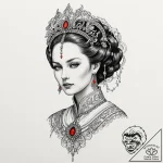 50. a sketch of queen amidala in her royal at… – tattoo sketch (№1751250723_0, 30.06.2025 02:32) — tattoovalue.net