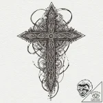 Inverted cross, tattoo line art, no backgroun… – tattoo sketch (№1751251482_0, 30.06.2025 02:44) — tattoovalue.net