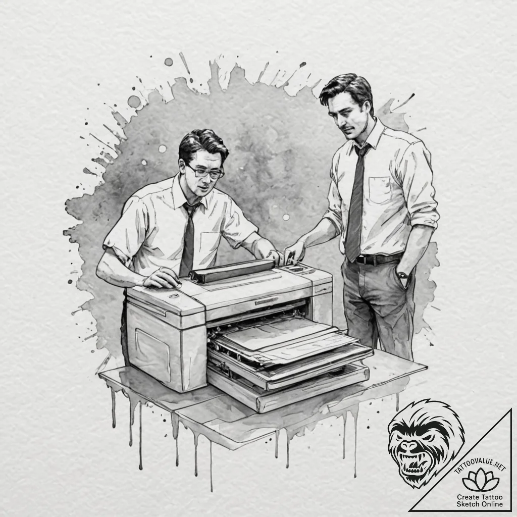 A sketch of the main characters from office s... - tattoo sketch (№1751251604_0, 30.06.2025 02:46) — tattoovalue.net