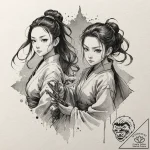 A watercolor tattoo of the main characters fr… – tattoo sketch (№1751251825_0, 30.06.2025 02:50) — tattoovalue.net