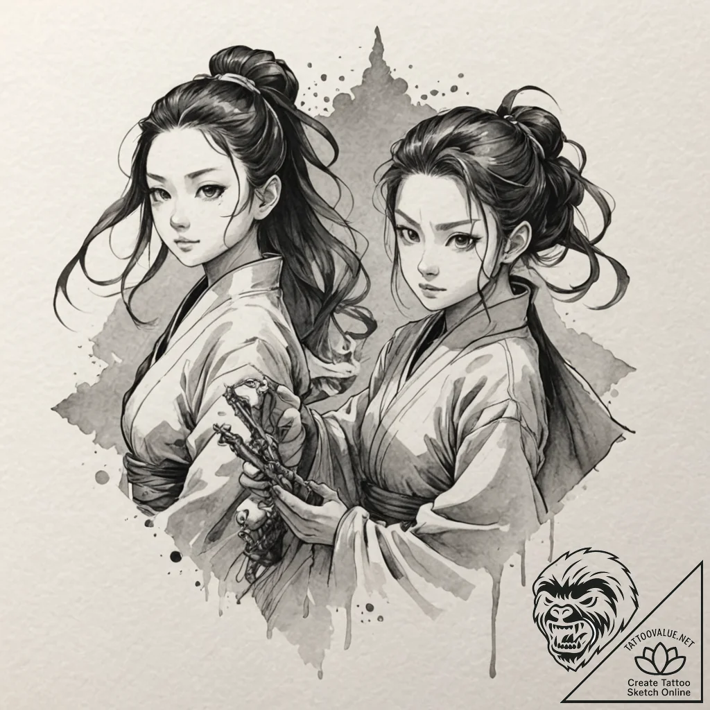 A watercolor tattoo of the main characters fr... - tattoo sketch (№1751251825_0, 30.06.2025 02:50) — tattoovalue.net