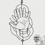 A linework tattoo of the puppeteer’s hand wit… – tattoo sketch (№1751251936_0, 30.06.2025 02:52) — tattoovalue.net
