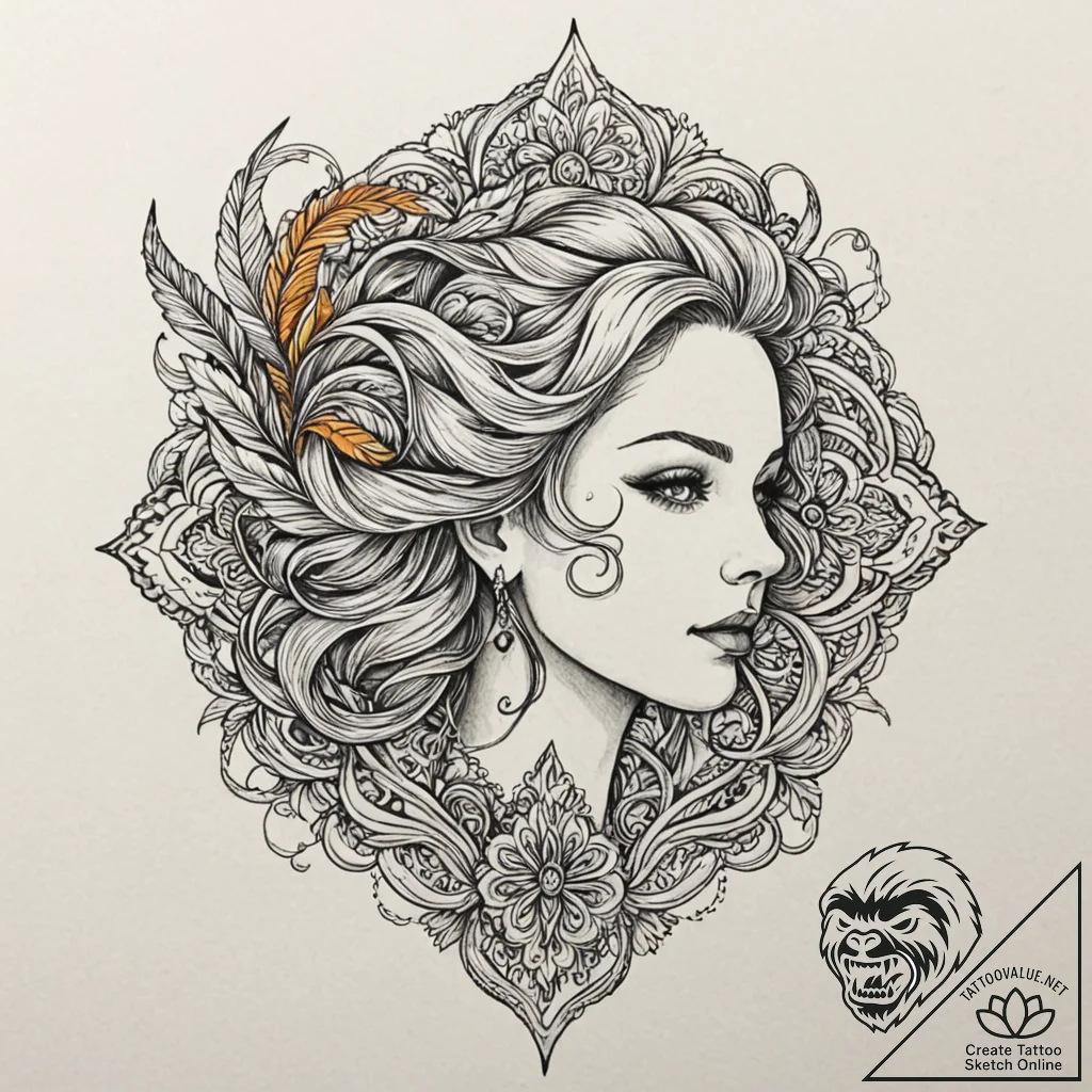 A neo-traditional tattoo of lady whistledown'... - tattoo sketch (№1751252336_0, 30.06.2025 02:58) — tattoovalue.net