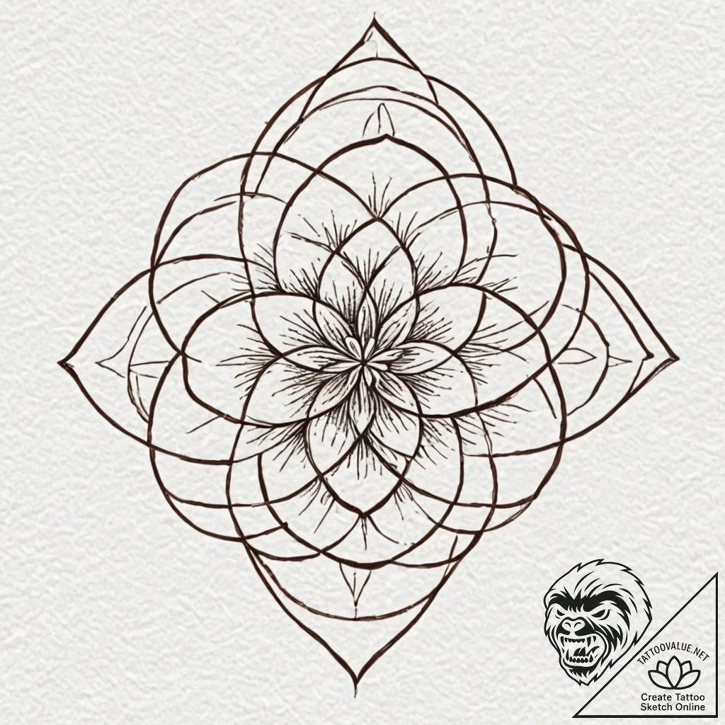 Flower of life, concept art for tattoo, moder... - tattoo sketch (№1751252783_0, 30.06.2025 03:06) — tattoovalue.net