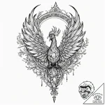 A neo-traditional tattoo of a phoenix (fawkes… – tattoo sketch (№1751253003_0, 30.06.2025 03:10) — tattoovalue.net