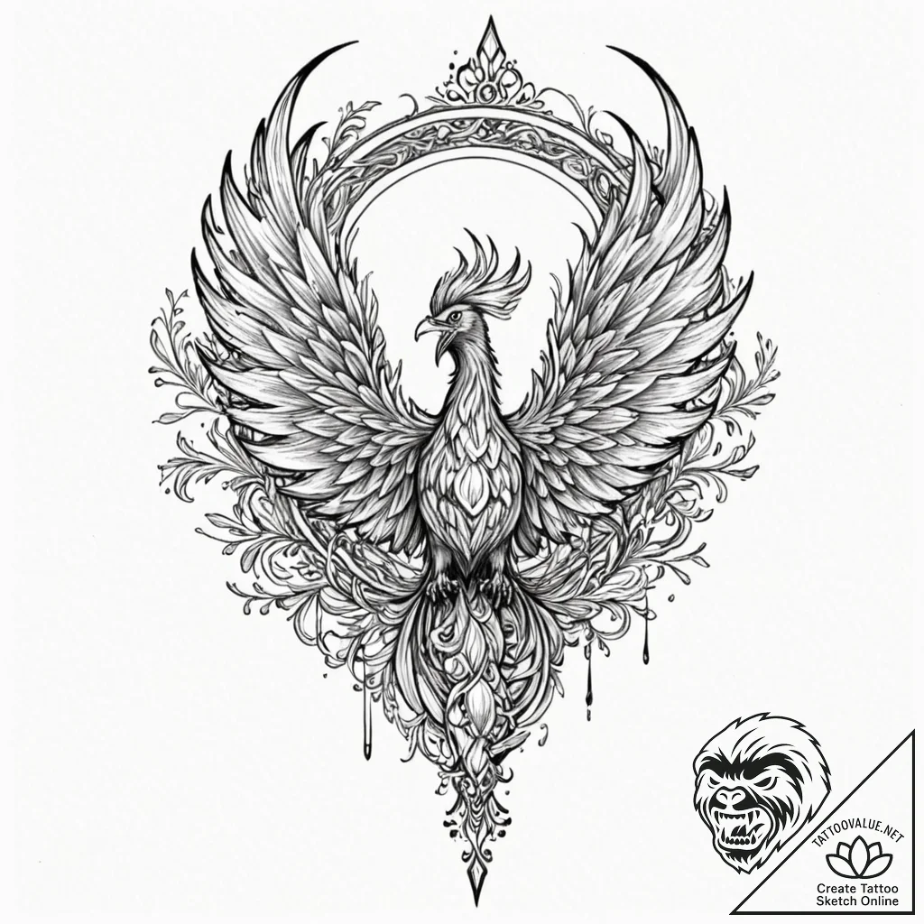 A neo-traditional tattoo of a phoenix (fawkes... - tattoo sketch (№1751253003_0, 30.06.2025 03:10) — tattoovalue.net