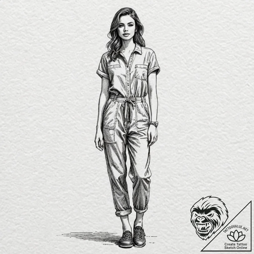 A minimalist tattoo of a single, red jumpsuit... - tattoo sketch (№1751253584_0, 30.06.2025 03:19) — tattoovalue.net