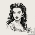 A graphic novel portrait of scarlett o’hara f… – tattoo sketch (№1751253910_0, 30.06.2025 03:25) — tattoovalue.net