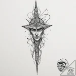 A linework tattoo of the spear of destiny fro… – tattoo sketch (№1751254138_0, 30.06.2025 03:28) — tattoovalue.net