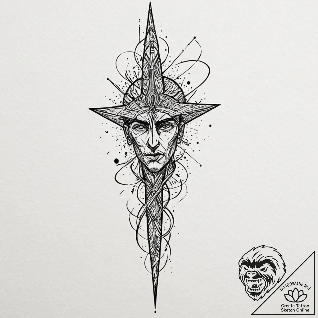 A linework tattoo of the spear of destiny fro... - tattoo sketch (№1751254138_0, 30.06.2025 03:28) — tattoovalue.net
