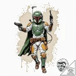 Trash polka style tattoo of boba fett in acti… – tattoo sketch (№1751254368_0, 30.06.2025 03:32) — tattoovalue.net