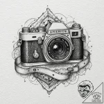Vintage camera, tattoo sketch design, old sch… – tattoo sketch (№1751254466_0, 30.06.2025 03:34) — tattoovalue.net
