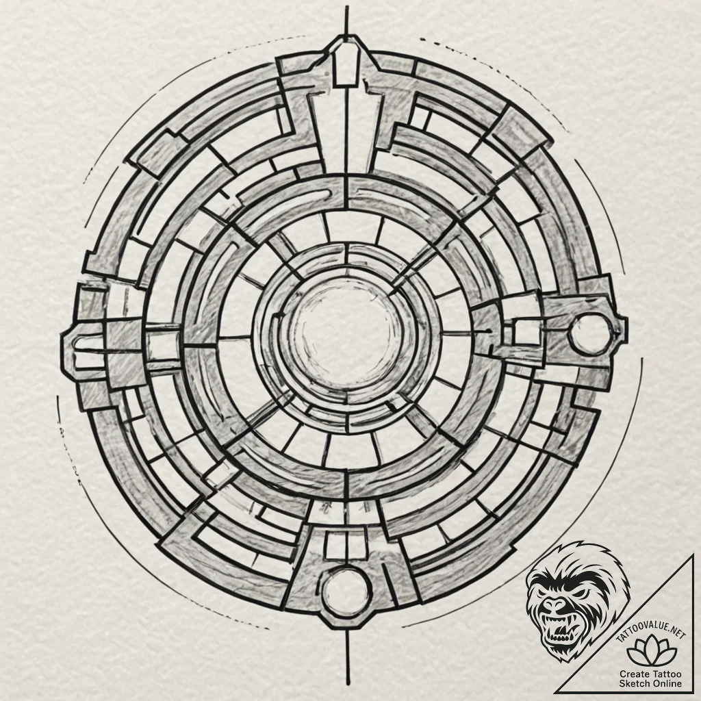 A neo-traditional tattoo of iron man's arc re... - tattoo sketch (№1751254572_0, 30.06.2025 03:36) — tattoovalue.net