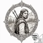 A graphic novel panel of boromir’s last stand… – tattoo sketch (№1751254865_0, 30.06.2025 03:41) — tattoovalue.net