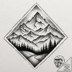 Mountains, tattoo flash sheet design, dotwork… – tattoo sketch (№1751255900_0, 30.06.2025 03:58) — tattoovalue.net