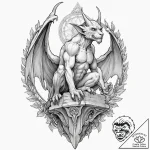 A graphic novel style tattoo of a gargoyle pe… – tattoo sketch (№1751256217_0, 30.06.2025 04:03) — tattoovalue.net