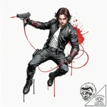 A watercolor sketch of the winter soldier, wi… – tattoo sketch (№1751256421_0, 30.06.2025 04:07) — tattoovalue.net