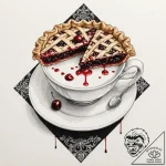 A watercolor sketch of a damn fine cup of cof… – tattoo sketch (№1751256768_0, 30.06.2025 04:12) — tattoovalue.net