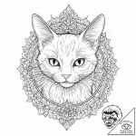 Black cat, concept art for tattoo, linework t… – tattoo sketch (№1751256998_0, 30.06.2025 04:16) — tattoovalue.net