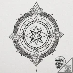 A linework tattoo of a grimoire (spellbook) w… – tattoo sketch (№1751257205_0, 30.06.2025 04:20) — tattoovalue.net