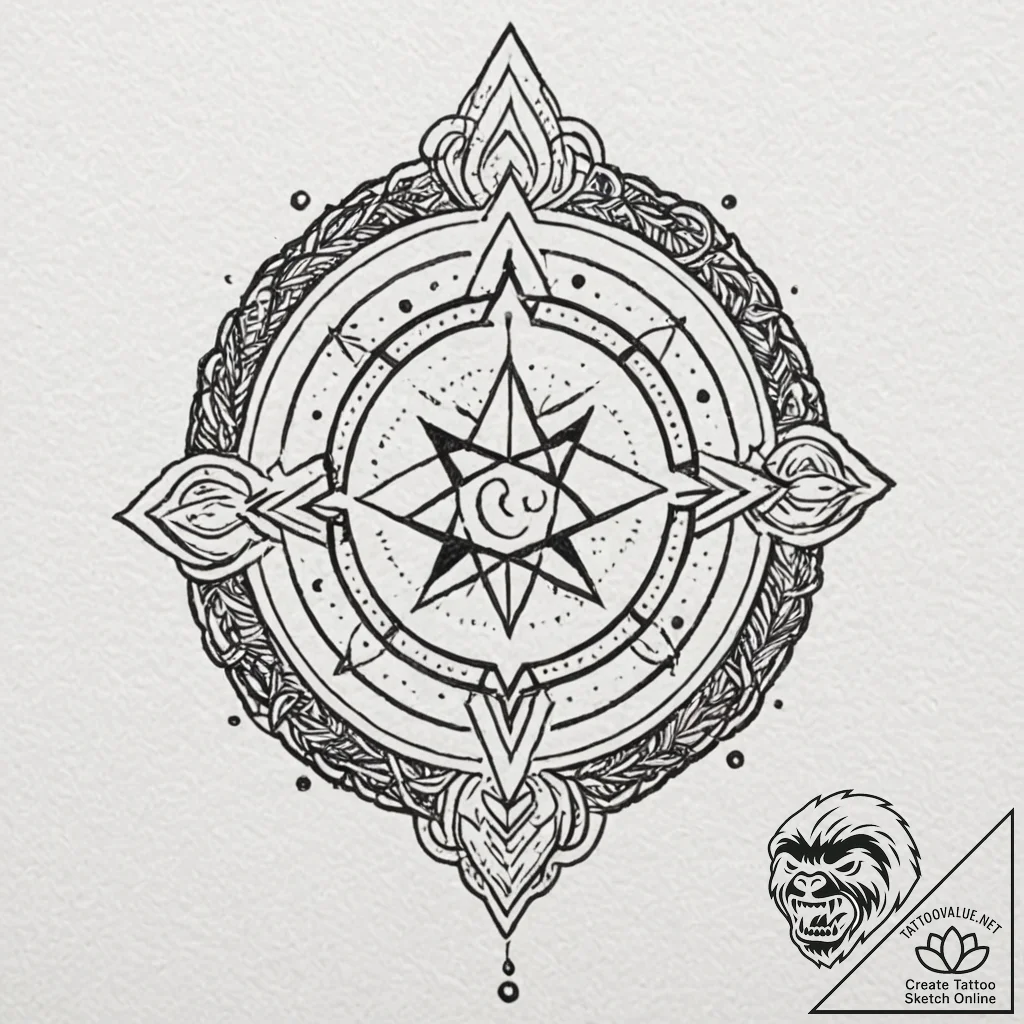 A linework tattoo of a grimoire (spellbook) w... - tattoo sketch (№1751257205_0, 30.06.2025 04:20) — tattoovalue.net