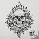 Flame, tattoo sketch design, black outline on… – tattoo sketch (№1751257434_0, 30.06.2025 04:23) — tattoovalue.net