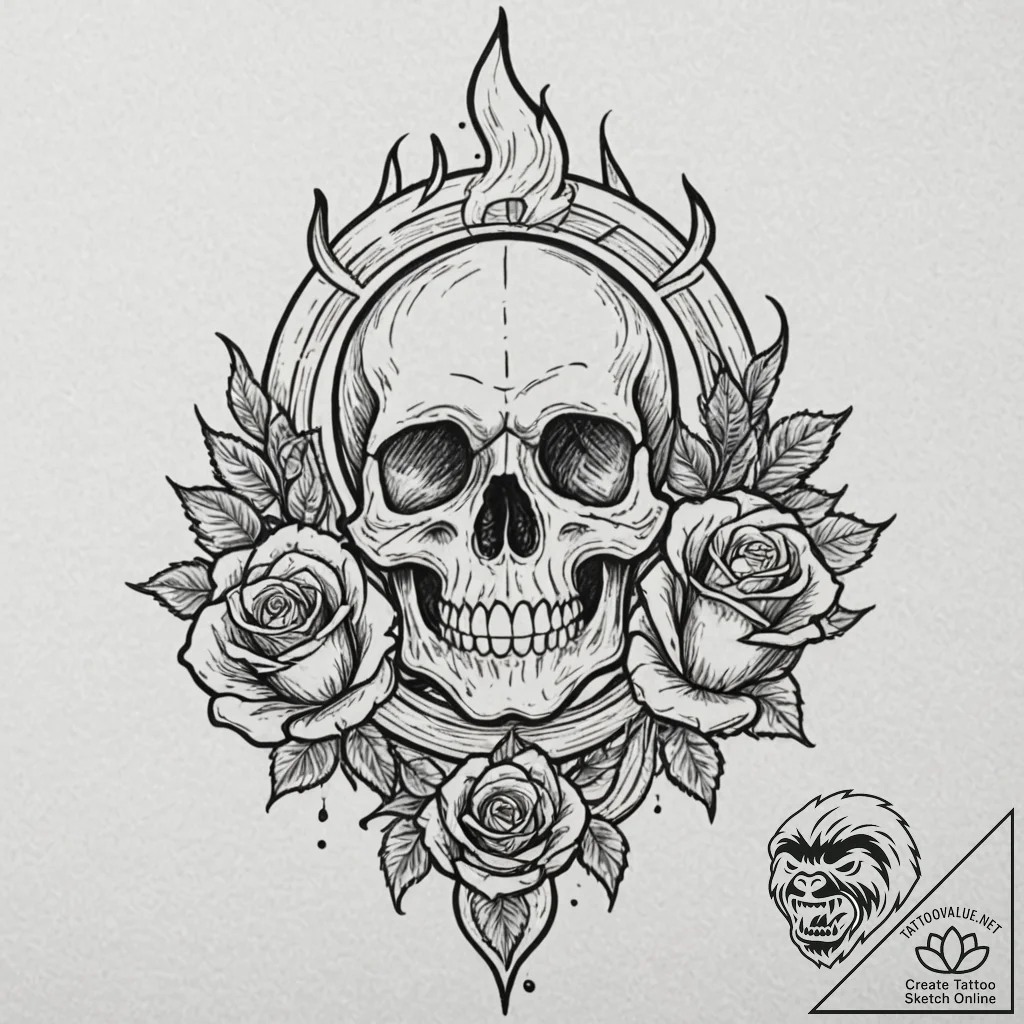 Flame, tattoo sketch design, black outline on... - tattoo sketch (№1751257434_0, 30.06.2025 04:23) — tattoovalue.net