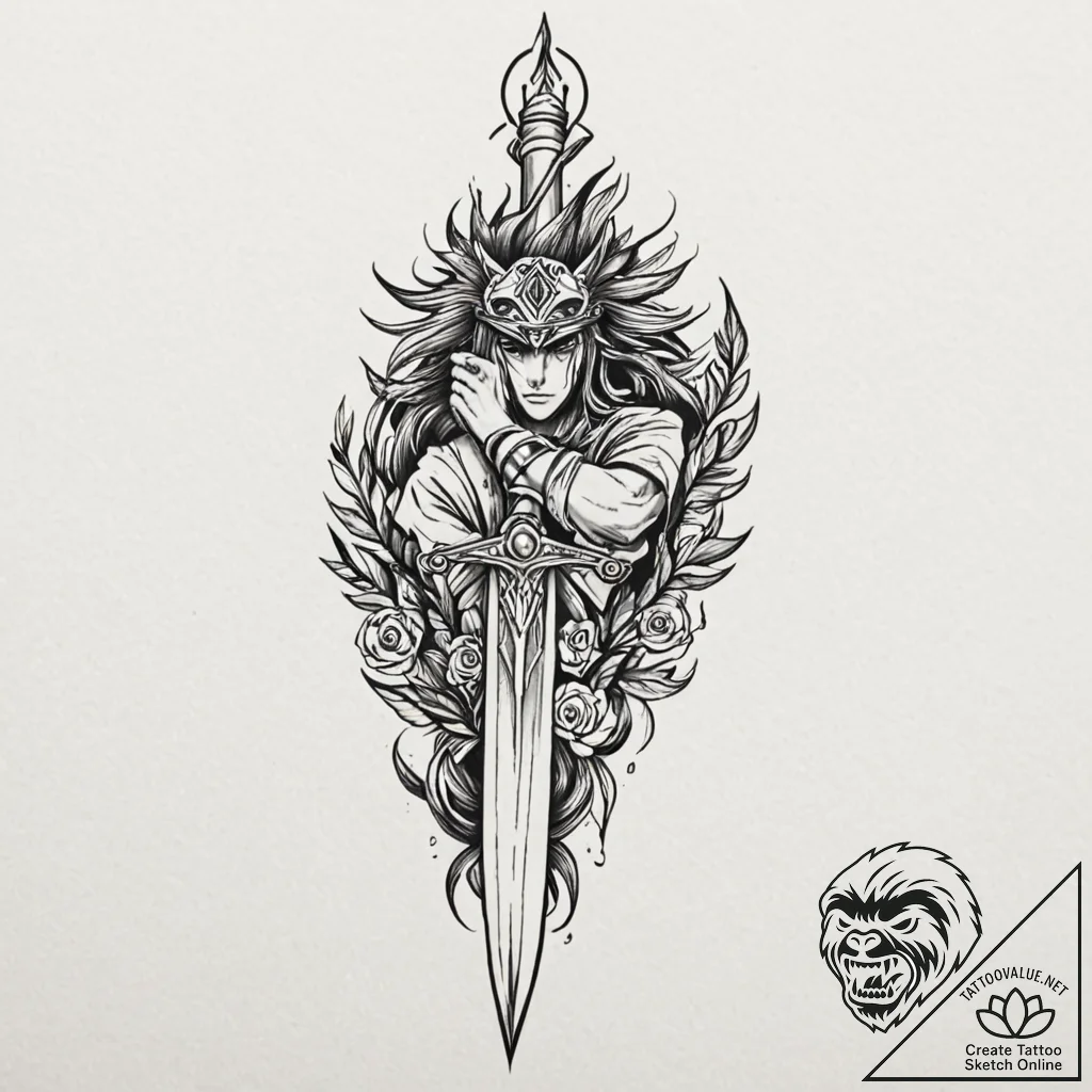 A neo-traditional tattoo of san's crystal dag... - tattoo sketch (№1751258034_0, 30.06.2025 04:33) — tattoovalue.net