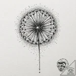 Dandelion, tattoo line art, subtle drop shado… – tattoo sketch (№1751258147_0, 30.06.2025 04:35) — tattoovalue.net