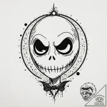 A linework tattoo of jack skellington’s face… – tattoo sketch (№1751258361_0, 30.06.2025 04:39) — tattoovalue.net