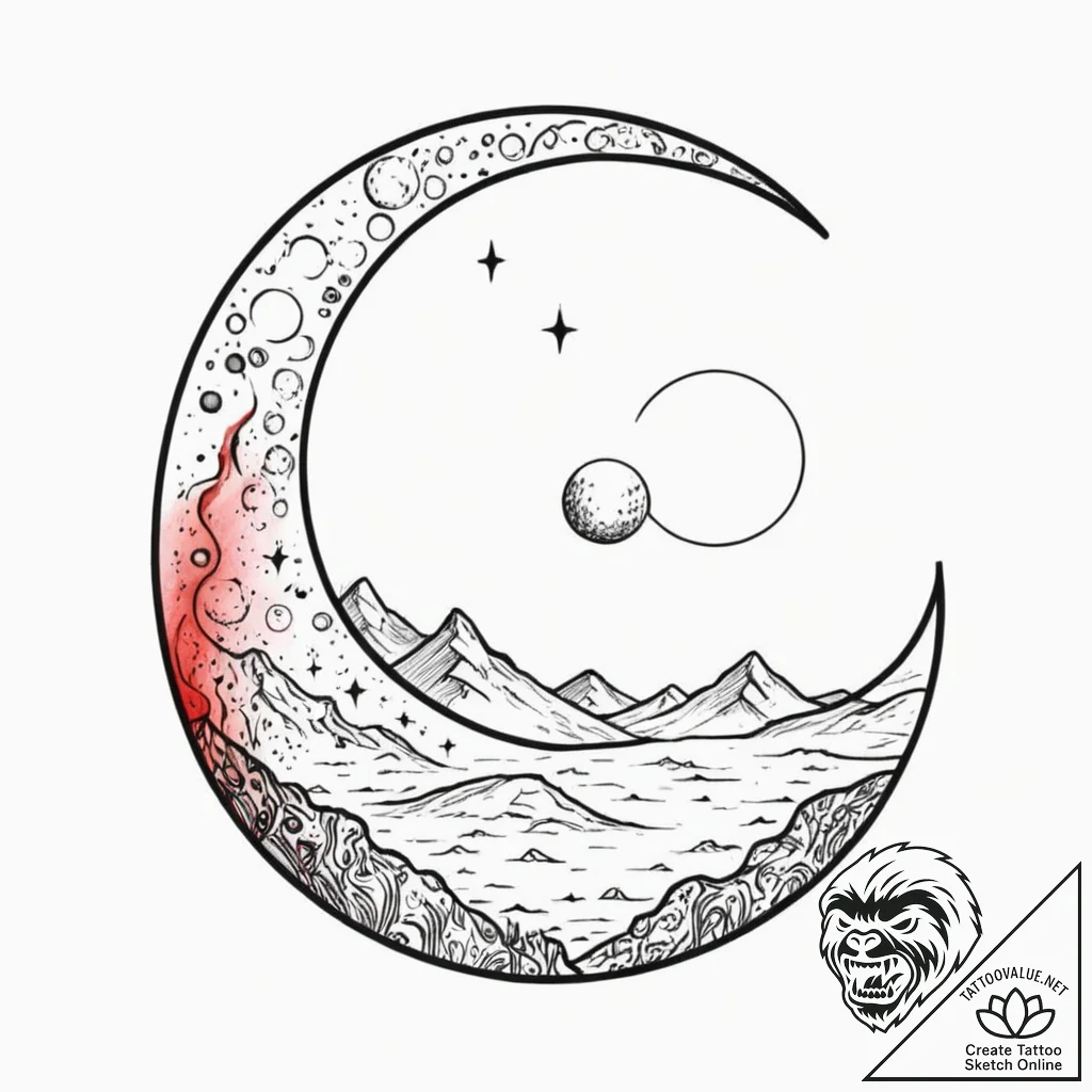 Watercolor sketch of the twin moons of arraki... - tattoo sketch (№1751259846_0, 30.06.2025 05:04) — tattoovalue.net