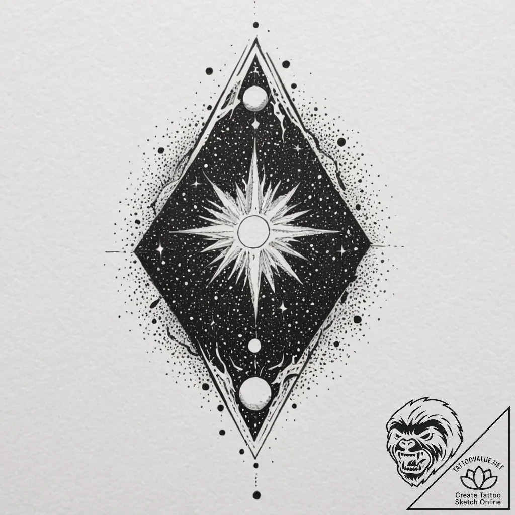 Nebula, concept art for tattoo, dotwork shadi... - tattoo sketch (№1751259940_0, 30.06.2025 05:05) — tattoovalue.net
