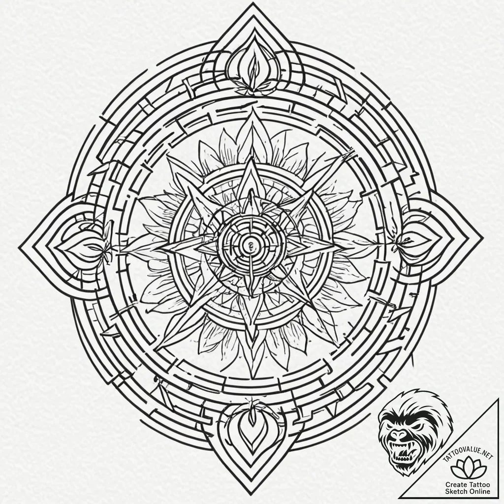 A linework tattoo of the maze from the shinin... - tattoo sketch (№1751260261_0, 30.06.2025 05:11) — tattoovalue.net