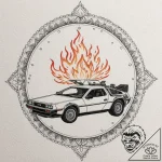 A neo-traditional tattoo of the delorean time… – tattoo sketch (№1751260485_0, 30.06.2025 05:14) — tattoovalue.net