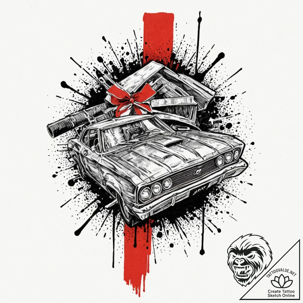 A minimalist tattoo of the iconic "trunk shot... - tattoo sketch (№1751260670_0, 30.06.2025 05:17) — tattoovalue.net