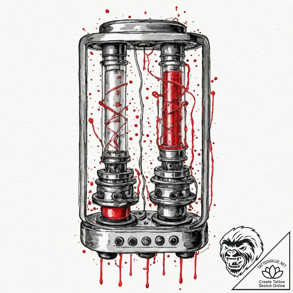 Nixie tube clock, ink illustration for tattoo... - tattoo sketch (№1751260874_0, 30.06.2025 05:21) — tattoovalue.net